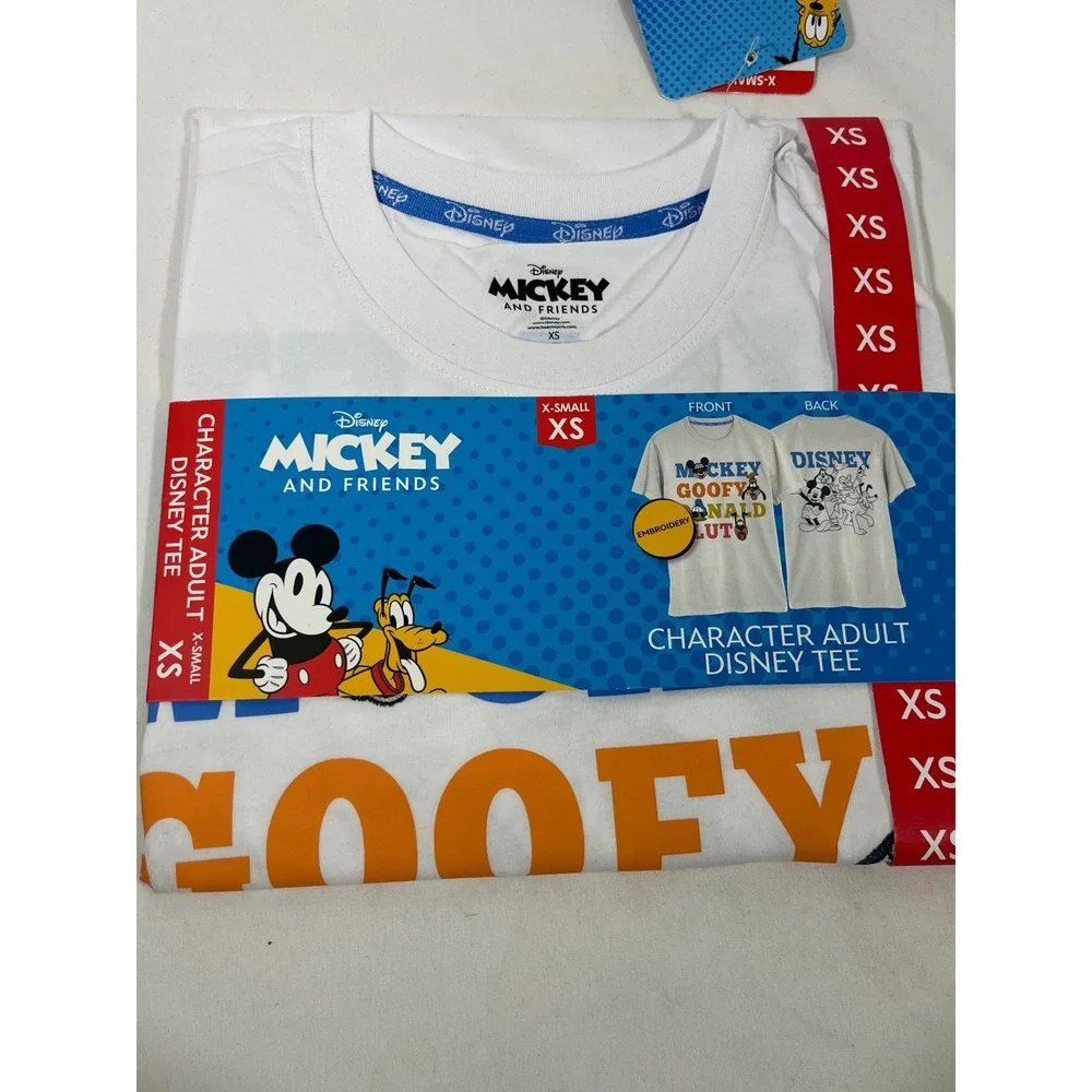 Disney Mickey & Friends Character Tee Unisex White XS Embroidered Nostalgia Trip